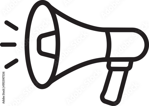 Loudspeaker megaphone outline icon for political campaign announcement public speech activist rally and election broadcast