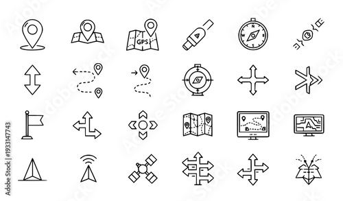 Location and GPS Linear Icon Pack