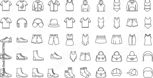 Set of hand drawn tool sketches including knives for design