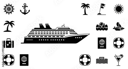 Cruise ship sailing on the sea, a symbol of travel and vacation.