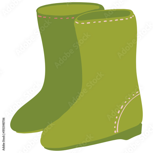 Bright boots. Green boots for pleasant walks or yard work