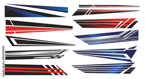 Collection of car side stripes, various colors and designs, perfect for vehicle customization.