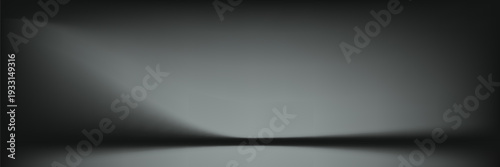 Black studio room. Limbo dark grey spotlight background. Abstract 3d backdrop for product presentation. Minimal wall scene. Showcase  promotion display. Vector stage mockup illustration