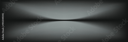 Black studio room. Limbo dark grey spotlight background. Abstract 3d backdrop for product presentation. Minimal wall scene. Showcase  promotion display. Vector stage mockup illustration