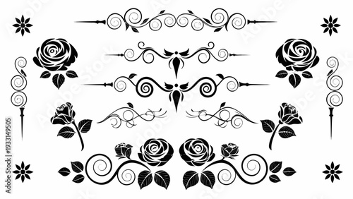 Elegant floral decorative elements for luxury branding and design
