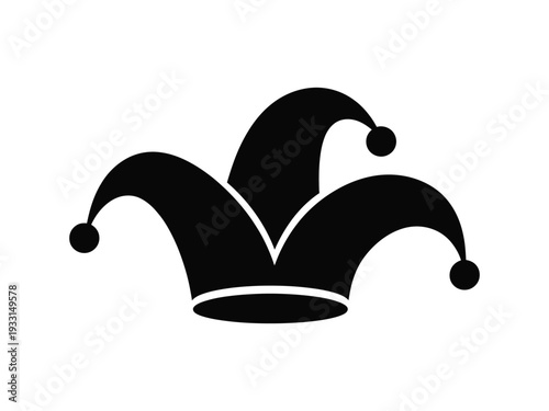 A classic jester hat with three pointed peaks and bells on the tips Vector