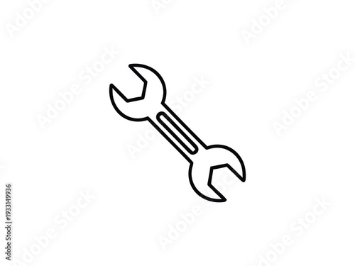 A detailed illustration of a wrench with a combination of open and box end. Vector