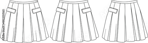 Three Skirts with Belt Loops and Straps in a Line Style line fashion clothing