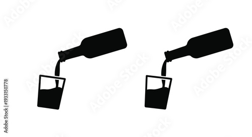 Pouring drinks into glasses a simple black graphic silhouette