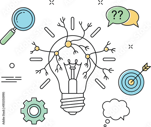 Creative problem solving and innovative thinking with brainstorming and idea generation