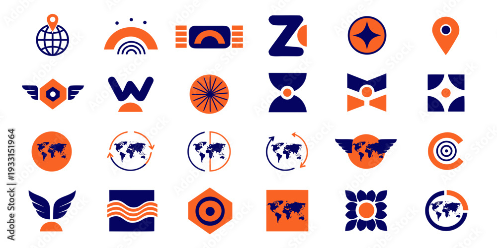 Fototapeta premium Modern business icons for global communication and technology