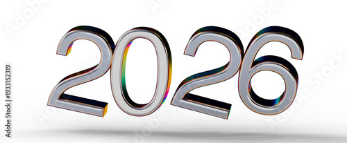 Stylish 3D rendered silver 2026 text with futuristic look for new year celebration, business and technology.