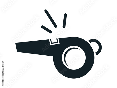 A black and white illustration of a whistle with a sound effect Vector