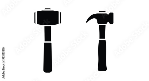 Two hammers displayed a mallet and a claw hammer silhouette