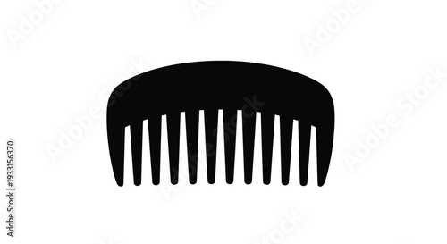 A simple black comb design presented as a stark silhouette
