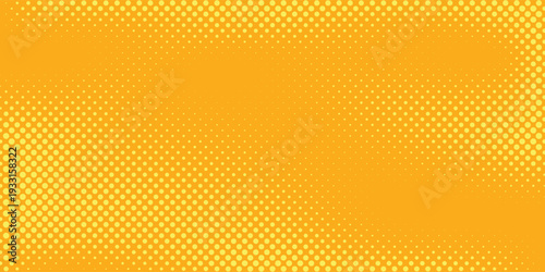 Abstract Yellow pop art halftone gradient background, classic comic style dots texture. Vintage faded yellow tones. vector design
