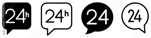 24 hours support feedback icon set