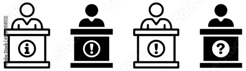 information desk customer service icon set