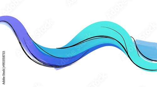 Abstract Wavy Blue and Purple Gradient Background Element