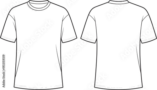 White T- Shirt Front and Back View with Short Sleeves and Round Neckline t-shirt clothing apparel