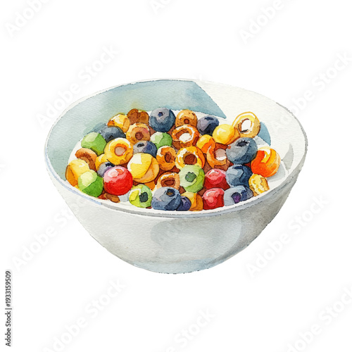 cereal with milk hand drawn illustration