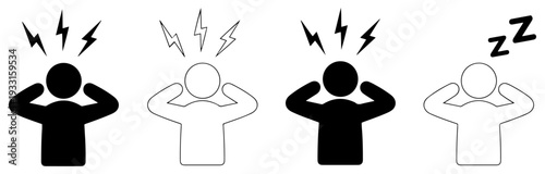 stress fatigue burnout mental health icons