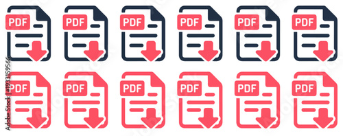 pdf file download icon set