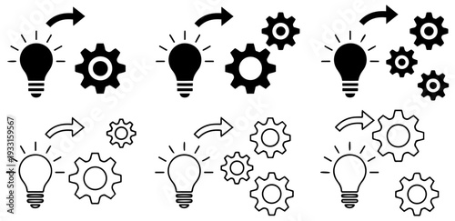 implementation process light bulb gear icon