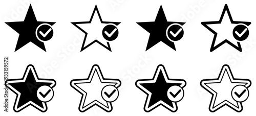 star favorite checkmark icon set