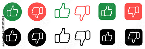 thumbs up down like dislike icon set