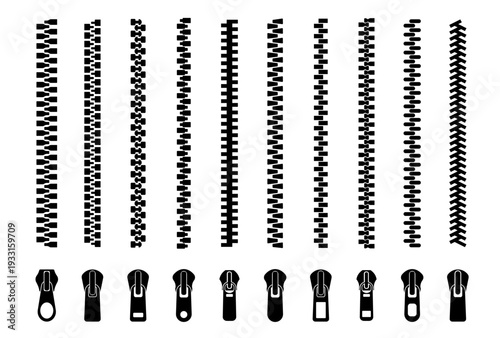 Zipper brush set. Zip vector.  Patterns with zipper brushes.