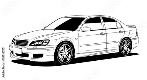 black and white car illustration