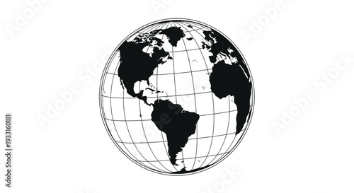 black and white globe with grid lines