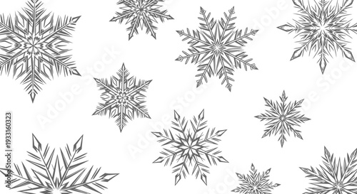 black and white snowflakes on white background