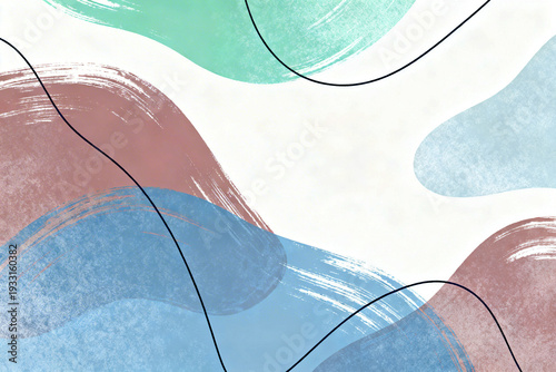 Modern Artistic Composition Featuring Textured Paint Strokes and Geometric Lines