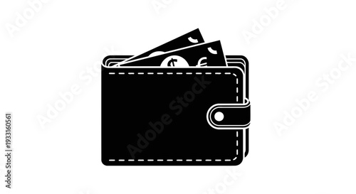 black leather wallet with money
