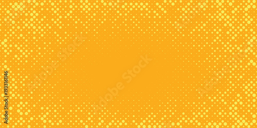 Vector Yellow pop art halftone gradient background, classic comic style dots texture. Vintage faded yellow tones. vector illustration art
