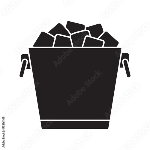 bucket filled with ice cubes icon, suitable for bar, beverage, cooling, restaurant, hospitality, or summer-related projects- vector illustration