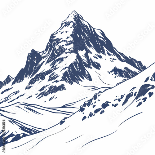 Snowy mountain summit peak landscape blue