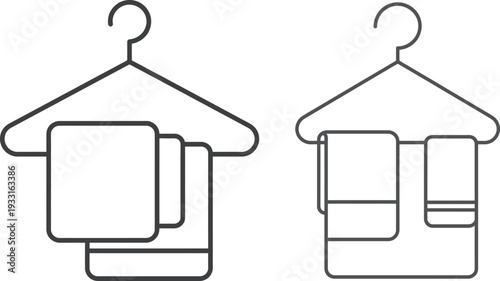 Minimalist Towel Hanger and Laundry Line Art Icon Set