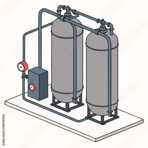 Industrial hydrogen tank pipeline system with control box and valves