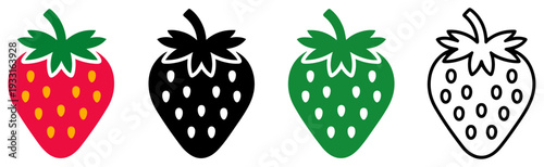 strawberry fruit garden icon set