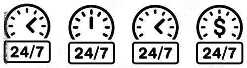 call center 24 hour icon set