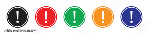 Exclamation Mark Circle Icon Set, Colorful Alert and Warning Symbols