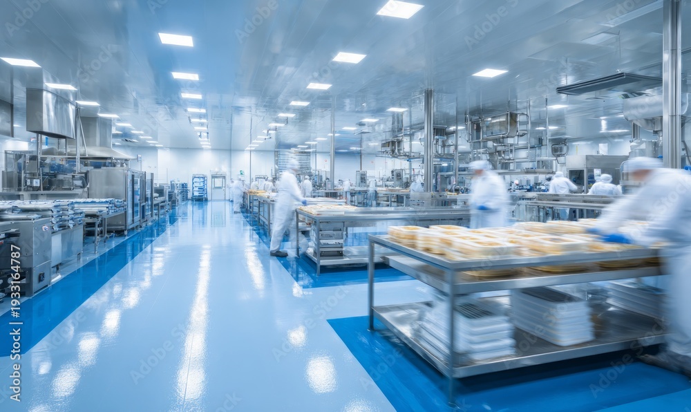 Fototapeta premium High-Resolution Food Manufacturing and Storage Workflow in Modern Factory Setting