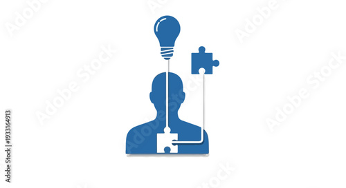 Innovative thinking and creative problem solving with puzzle pieces and medical symbol