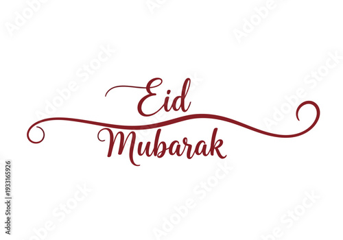 Eid Mubarak calligraphy vector design in elegant red script for Islamic holiday greetings