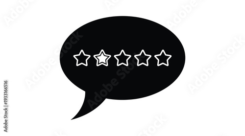 Five star rating symbol in a speech bubble representing excellent review or feedback