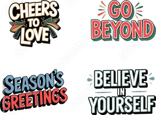 Inspirational Quotes and Holiday Greetings Typography