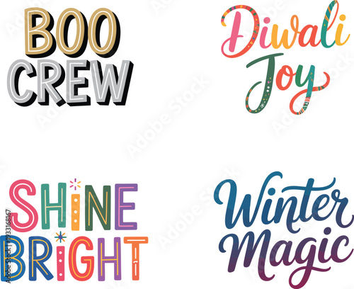Colorful Holiday Typography Collection